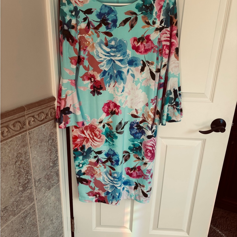 Calvin Klein Floral Midi Skirt - Blue and Pink